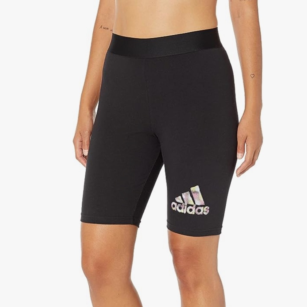 adidas Women's Sport 2-Tone 3-Stripes Graphic Bike Shorts in Black Size …